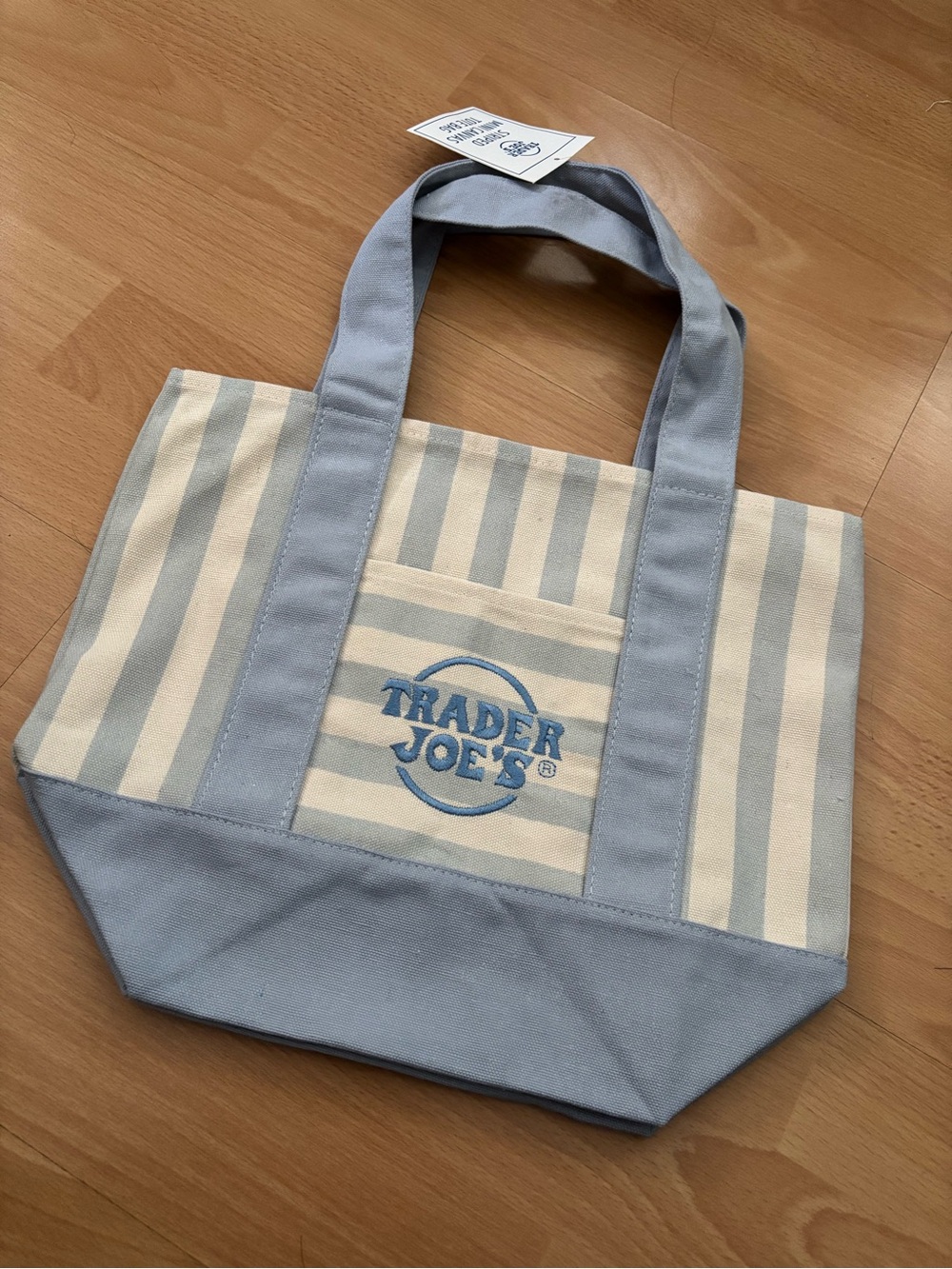 Trader Joe's Blue & Cream Striped Mini Tote